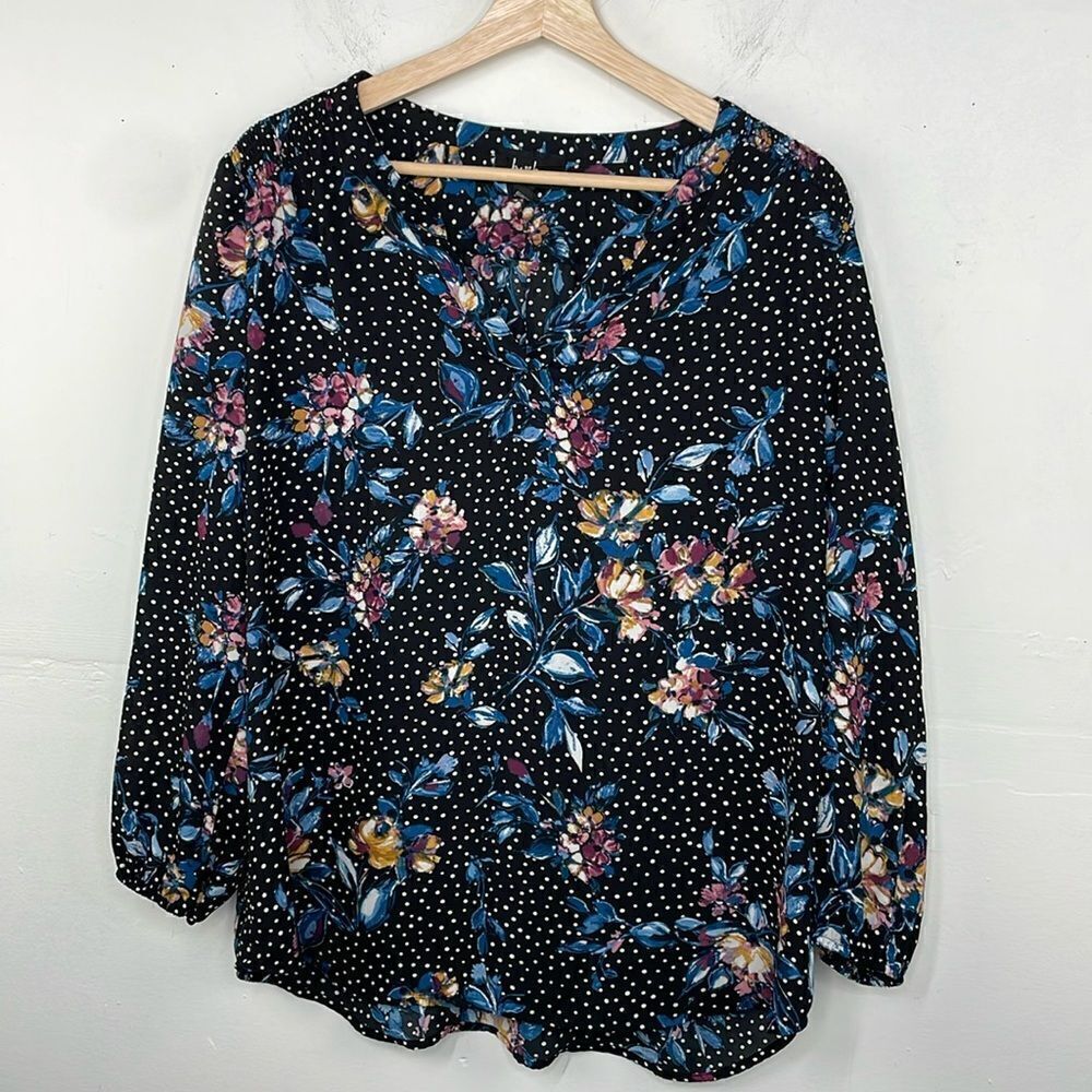 By & By Floral Polka Dot Pullover long sleeve v neck size 2X